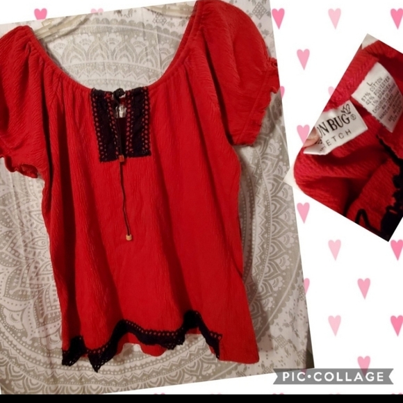 Vintage juniors lg fashion bug peasant style top - Picture 3 of 3